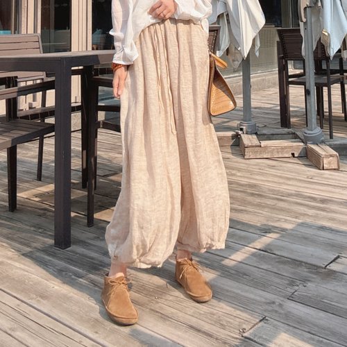 亚麻松弛感裤子女款夏薄款慵懒风