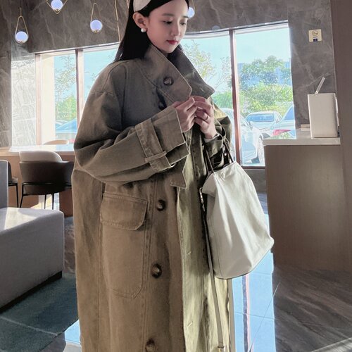 2025新款立领宽松慵懒风衣女款秋