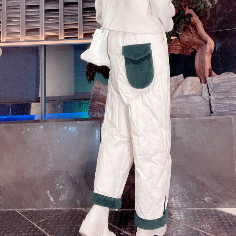 欧货时尚宽松2024冬九分羽绒裤潮