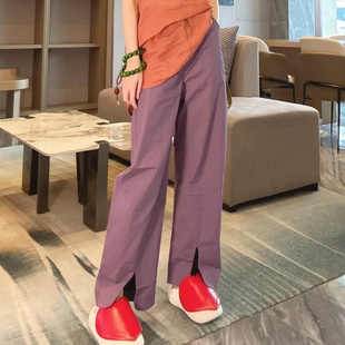 2025年超火的裤子女款夏薄款棉布开叉直筒欧货高级感洋气九分裤潮
