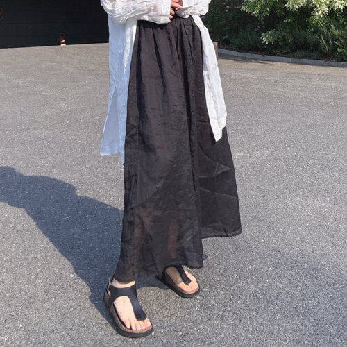 夏季新款苎麻垂坠A字半身长裙女