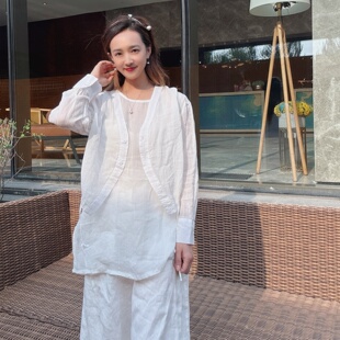 亚麻外套女款夏高级感独特小众夏装棉麻上衣巨好看的薄款防晒衣潮