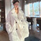 贵气感羽绒服女款 领宽松慵懒风洋气白鸭绒外套 西装 冬季 加厚中长款