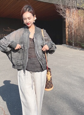 超级好看短款外套女款夏薄款苎麻棒球服春秋防晒衣女时尚洋气时髦