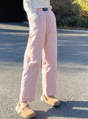 外穿羽绒裤女2025新款直筒宽松冬季网红欧货今年流行的爆款裤子潮