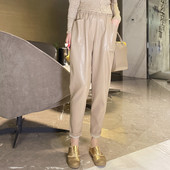 皮裤 洋气秋冬款 女九分裤 网红爆款 宽松休闲PU裤 子女2025新款 哈伦裤