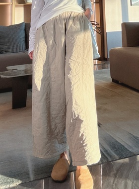 棉裤女外穿2025年冬季新款版型超好看的裤子加薄棉直筒阔腿九分裤
