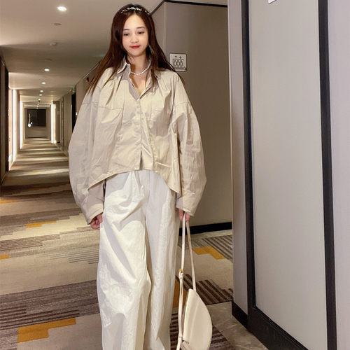 宽松休闲单排扣长袖棉布衬衫