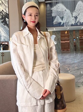 巨好看的亚麻上衣衬衫领短款2026超火外套春款今年流行的爆款女装