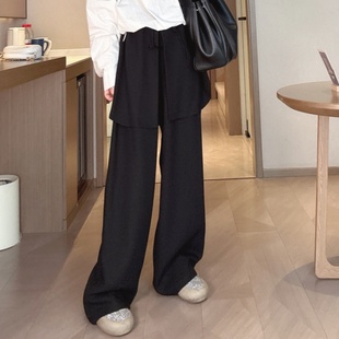 2025超火的裤子女款假两件西裤长款设计感高级欧货洋气春季裙裤潮