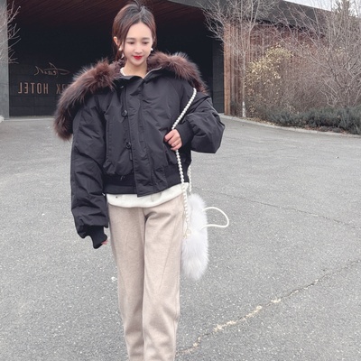 2026年新款真毛领短款羽绒服洋气