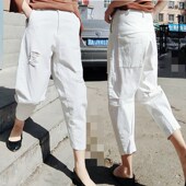 子女春秋季 九分裤 新款 垮裤 裤 香蕉裤 小脚萝卜裤 纯棉休闲宽松哈伦裤