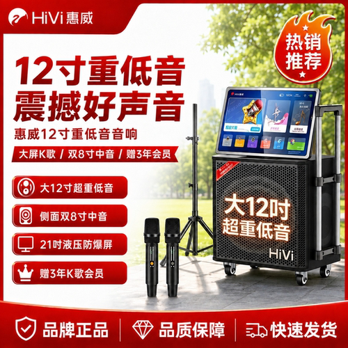 惠威MK28广场舞音响带显示屏户外重低音卡拉ok一体机K歌视频音箱