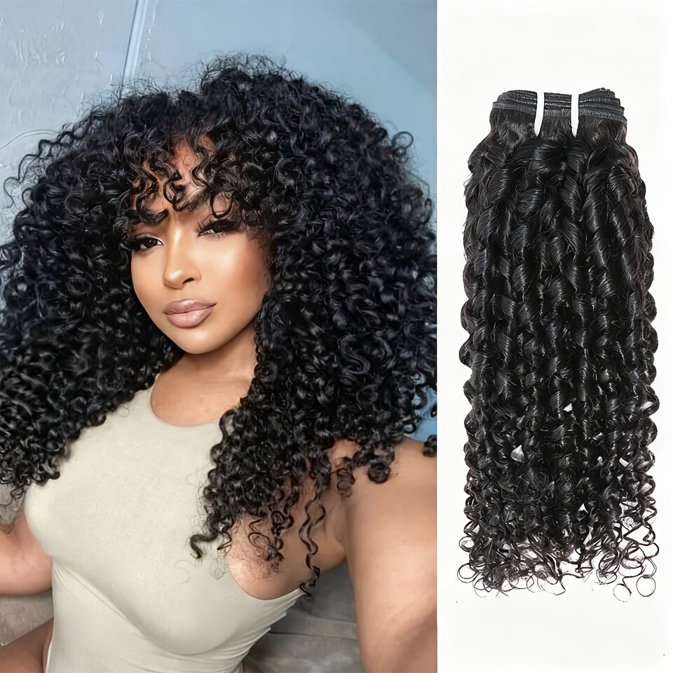9A pixie curly human hair bundles纯人发不掺自然色发帘发条