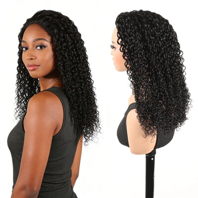 跨境半假发Kinky Curly Half Wig 3 In 1 Wigs真人发丝假发