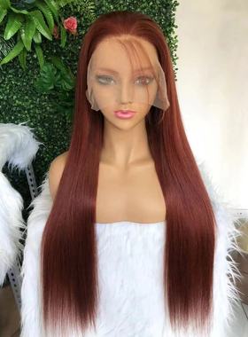 Brownish red Lace Front Human Hair Wig For women 棕红色发套
