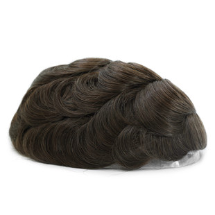 男士真人假发 跨境爆款 TOUPEE 发块 超薄PU 真人发丝 一件代发