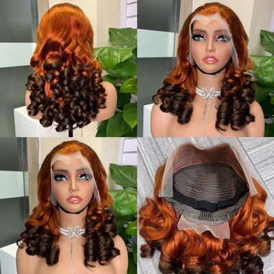 跨境13*4 loose bouncy  20inch 300gram SDD wig 100%human hair