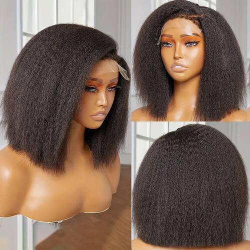13*4 closure frontal yaki kinky straight BOB huamnhaie wig