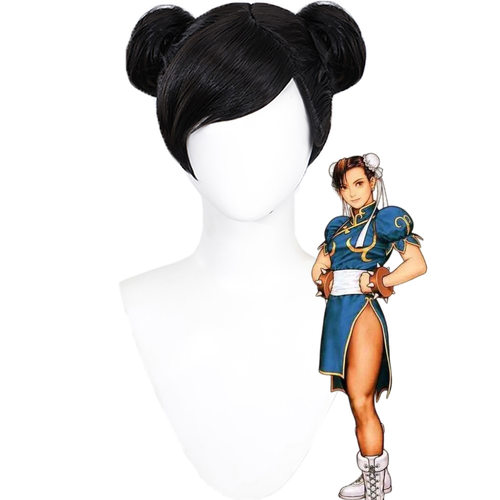 沁昱 街头霸王6 春丽cosplay假发虎口夹发包仿真头皮