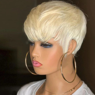 6inch 613# Short Pixie Cut Straight Hair Wig 全机制真人发