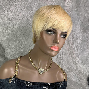613# human hair short wigs 真人发外贸机制头套 pixie cut wig