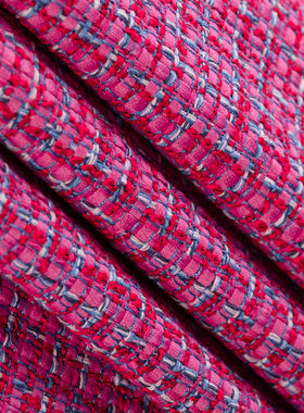 亿源●Tweed新款粗花呢香风亮片编织面料 金丝流苏手工服装布料