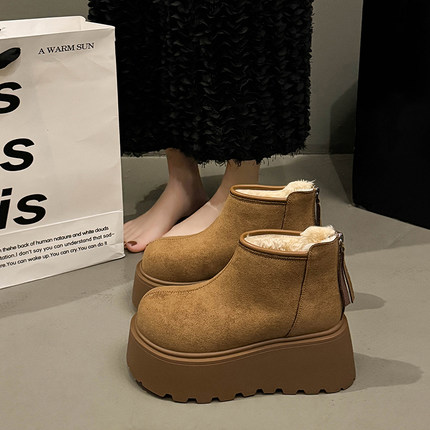 冬季中邦博肯雪地靴小土豆棉鞋厚底增高7CM小个子女鞋加绒大棉鞋