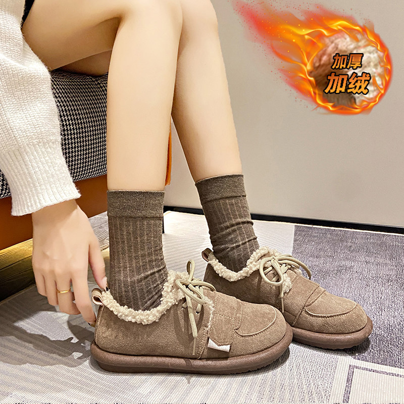 毛毛棉鞋羊羔绒复古全包平底加绒保暖勃肯鞋女冬季2025新款百搭鞋,女鞋,棉鞋,淘宝优惠券,粉丝福利购,淘宝优惠卷