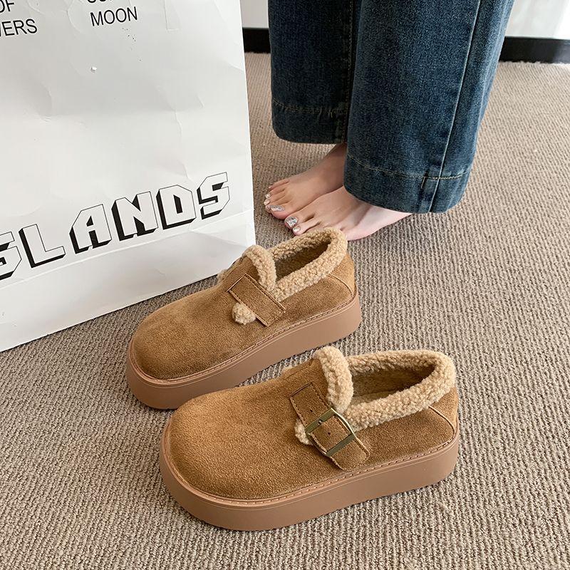 冬季加绒保暖宽胖脚孕妇大码棉鞋小个子增高博肯靴女鞋百搭雪地靴