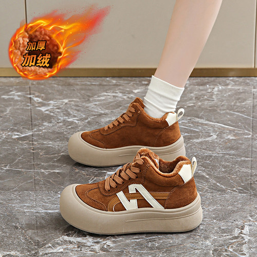 复古加绒德训鞋女2025新款冬季中邦厚底休闲板鞋加厚保暖二棉鞋潮