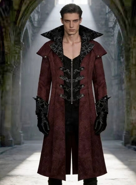 暗黑骑士cos服中世纪提花哥特朋克风大衣万圣节主题派对cosplay