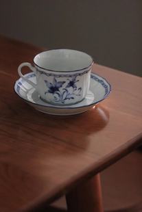 中古咖啡杯 日本则武 Noritake 釉下青花 花卉纹咖啡杯 下午茶杯
