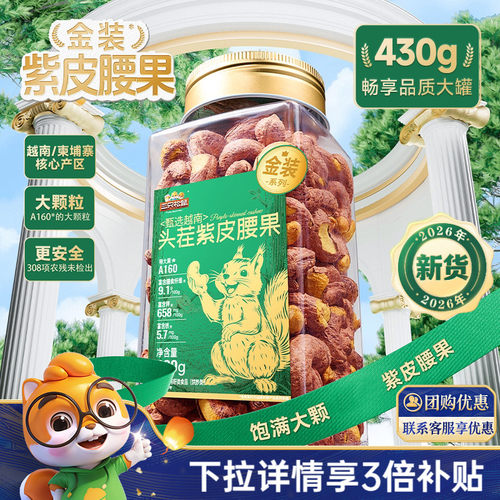 三只松鼠_紫皮腰果大颗粒
