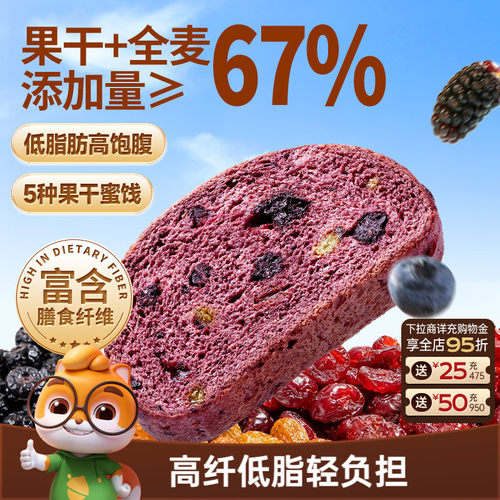 三只松鼠蓝莓桑葚全麦谷物吐司