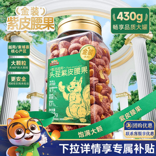 三只松鼠金装越南紫皮腰果430g
