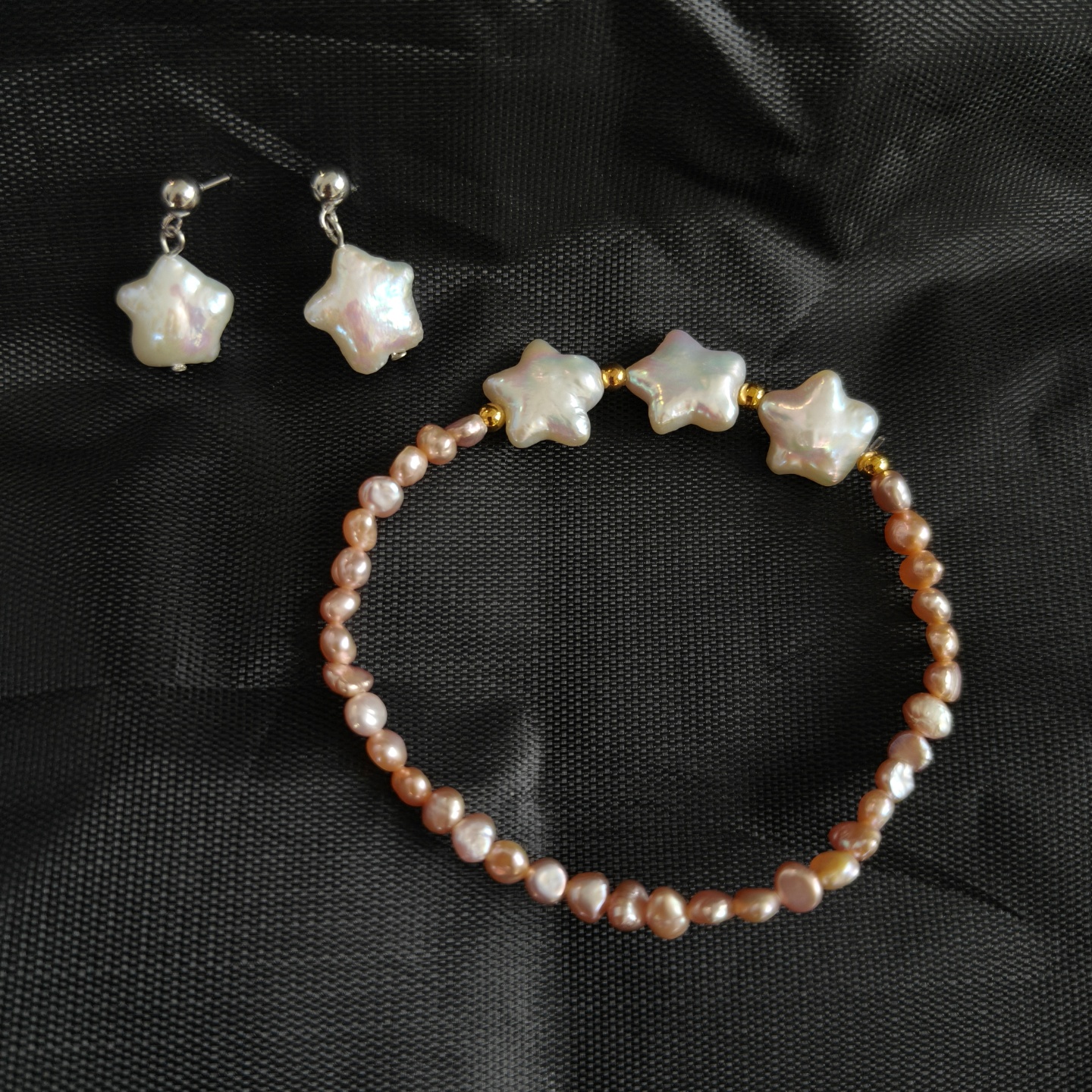 幸运星星巴洛克天然淡水珍珠手链