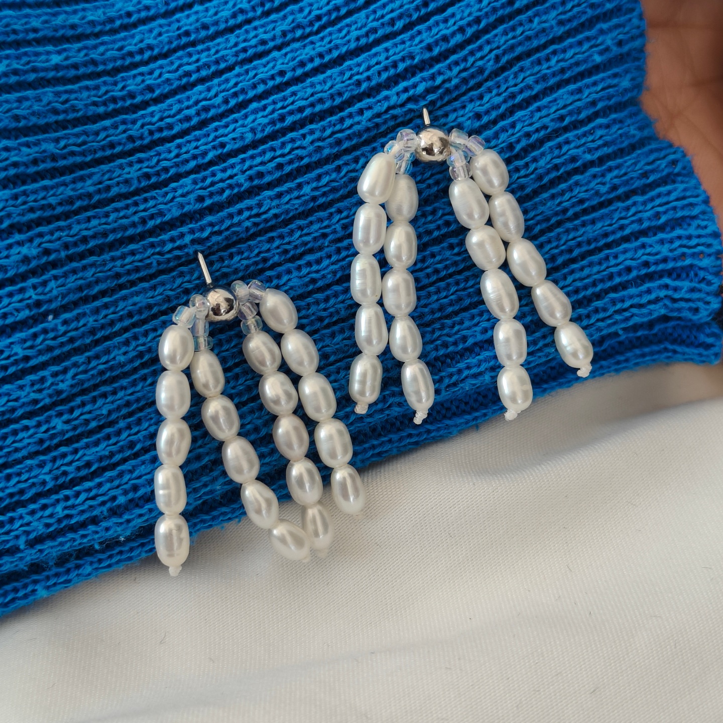 925纯银手工小众设计珍珠耳环