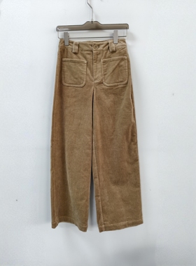 热2025冬季新款女士D2时尚灯芯绒长裤休闲直筒裤F04W25401