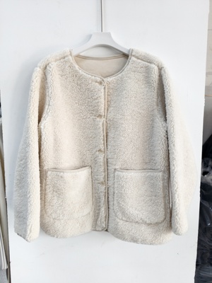 女装仿羊羔绒摇粒绒抓绒开衫外套女士圆领长袖2025秋冬新款