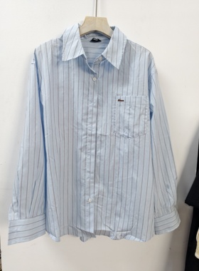 热2025年秋季新款女士基础衬衫宽松版条纹长袖休闲衬衫F02W25300