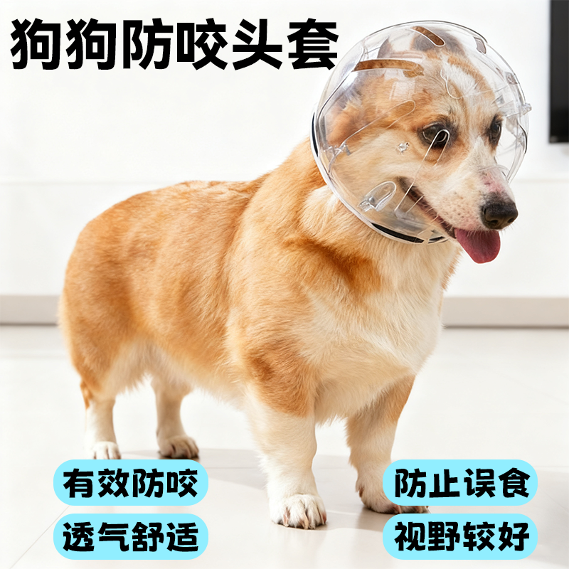 狗狗防咬太空头套透气伊丽莎白圈猫狗头罩可调节脖围不会遮挡视线