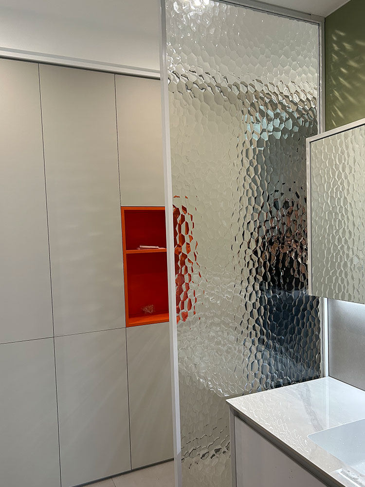 长虹玻璃水波纹水立方钢化艺术压花玻璃卫生间隔断屏风客厅玄关