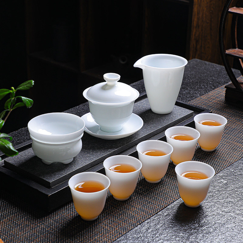 羊脂玉瓷功夫茶具套装礼盒商务活动礼物送节日伴手礼高端家用陶瓷