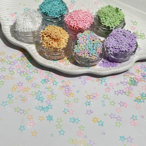 马卡龙镂空五角星美甲饰品