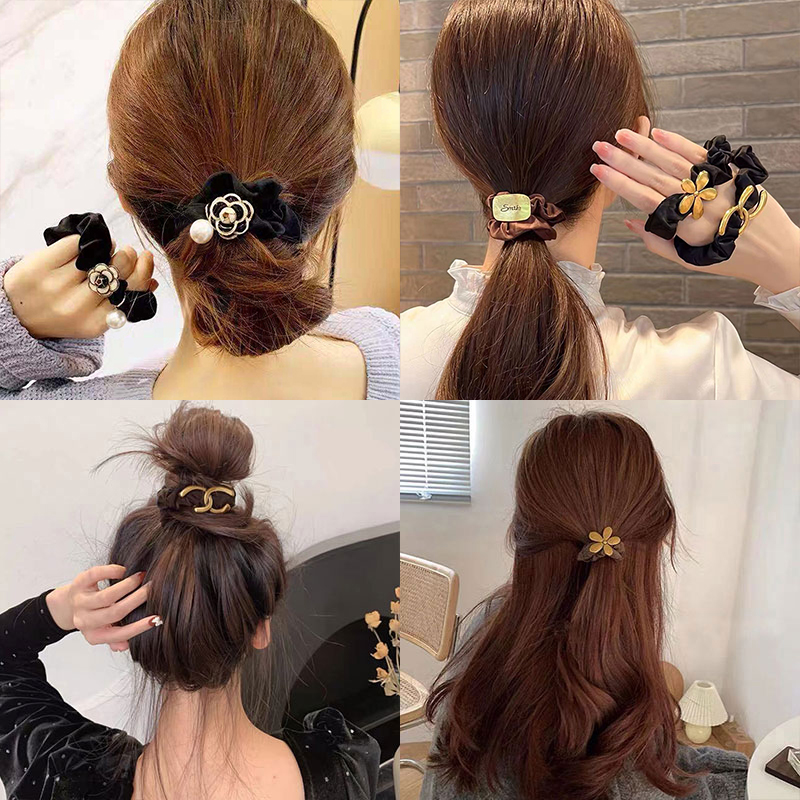 黑色发绳丸子头马尾弹力大肠发圈