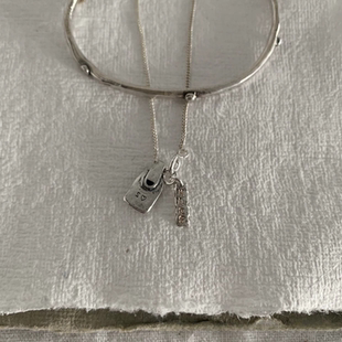 ins韩国小众设计Mars25复古手工金银小锁项链925纯银自制编织项链