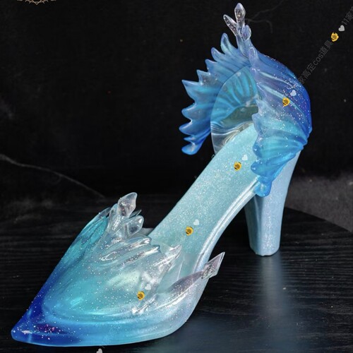 王者荣耀 甄姬 冰雪奇缘 艾莎 透明鞋子 手持发光悬浮还原纹25cm