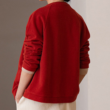 肌理圆领花边绣花卫衣开襟外套