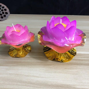 新款金凤莲花蜡烛灯供灯用品家用祈祷荷花长明浮水蜡酥油灯